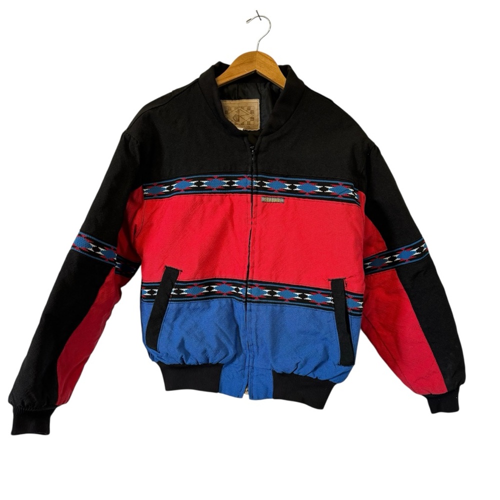 Vintage Rode Walker Jacket Western Cowboy Coat‎ Brushpopper Red Blue Mens Medium